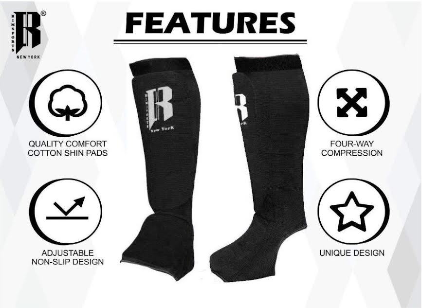 Rimsports Gray MMA Shin Guards for Wrestling & Karate Training, 16x8 Inches