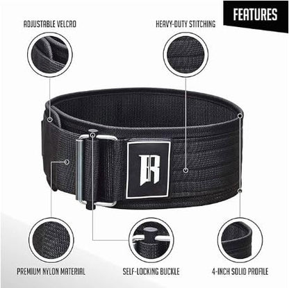 X-Large, Black - Premium Quick-Lock Weight Lifting Belt