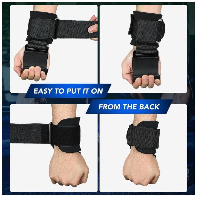 Rimsports - Hook Straps, Black - Weight Lifting w Padded Wrist Support