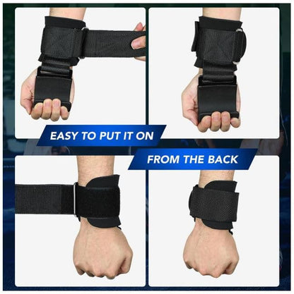 Rimsports - Hook Straps, Black - Weight Lifting w Padded Wrist Support