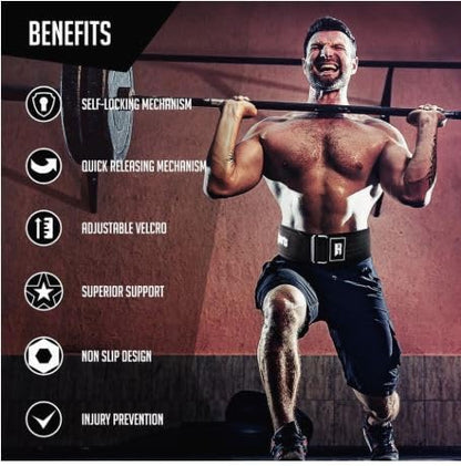 Large - Black - Premium Quick-Lock Weight Lifting Belt