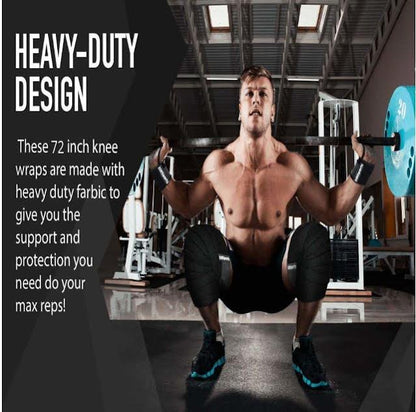 RIMSPORTS Black & Dark Gray Striped Knee Wraps Elastic Support for Weightlifting 2pk