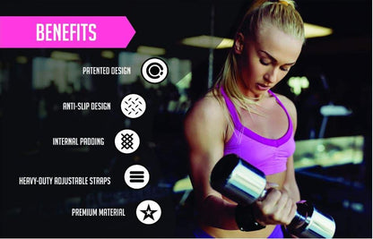 Rimsports Weight Lifting Grips Pink Premium Deadlift Straps Adjustable WristWrap