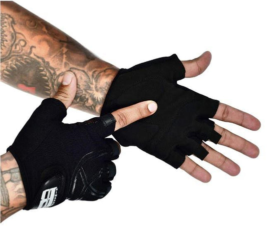 Rimsports Premium Fingerless Cycling Gloves Reflective Design Black, Small