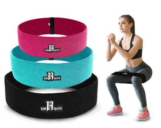 Rimsports Hip Resistance Bands Set, Non-Slip Fabric Loops, for Legs Glutes 3pk