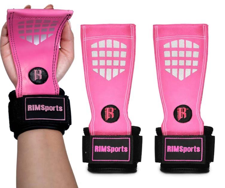 Rimsports Weight Lifting Grips Pink Premium Deadlift Straps Adjustable WristWrap
