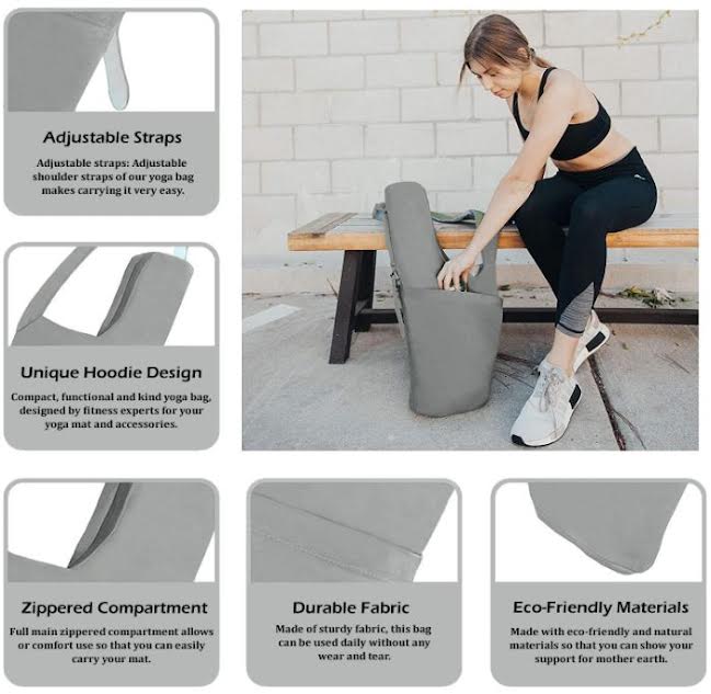 Rimsports Gray Yoga Mat Bag - Shoulder Carrier with Storage Pockets