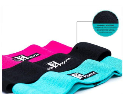 Rimsports Hip Resistance Bands Set, Non-Slip Fabric Loops, for Legs Glutes 3pk