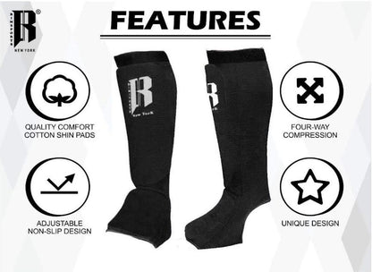 Rimsports Gray MMA Shin Guards for Wrestling & Karate Training, 16x8 Inches