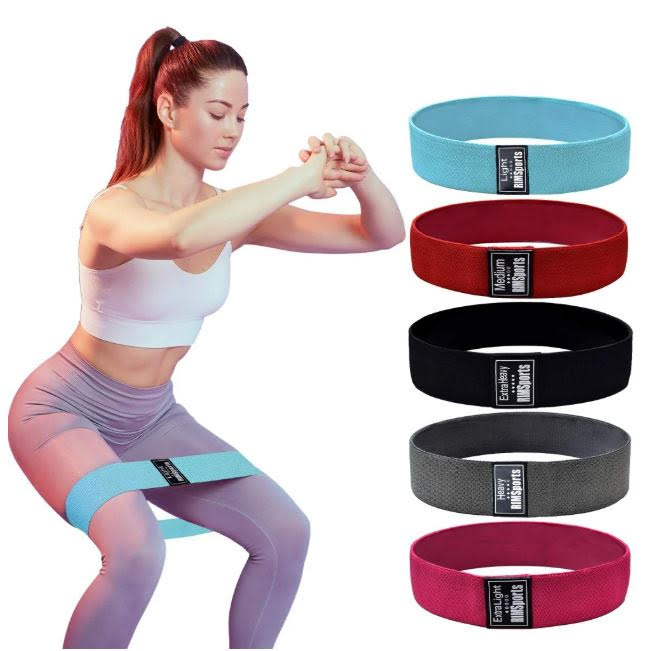 Rimsports - Resistance Bands for Legs and Glutes 5 Pack Hip Bands Set Non Slip